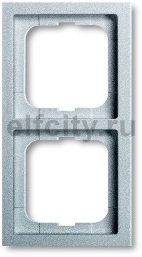 Рамка 2 поста, для горизонтального/вертикального монтажа, пластик серебристо-алюминиевый