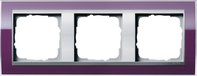 Рамка 3 поста, для горизонтального/вертикального монтажа, пластик прозрачный темно-фиолетовый-алюминий