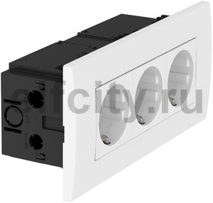 Укомплектованный розеточный блок AR45 (3xModul45,84x185x59 мм,белый)