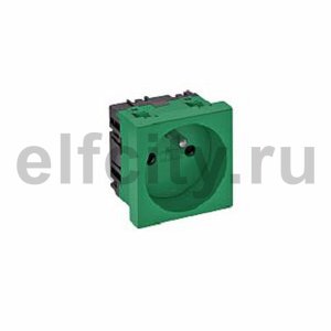 Розетка одинарная 0° франц. стандарт 250 В, 16A (зеленый)