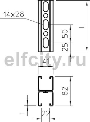 Профильная рейка 3000x82x41