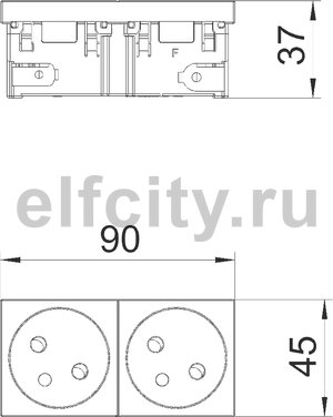 Розетка двойная 33° Modul45connect, франц. стандарт, 250 В, 16A (белый)