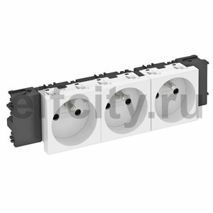 Розетка тройная 0° Modul45connect франц. стандарт, 250 В, 16A (оранжевый)
