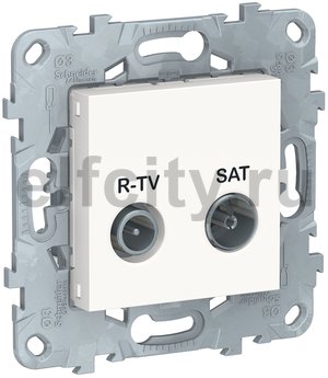 Unica New Розетка R-TV/SAT, проходная, белый