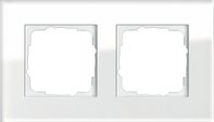 Рамка 2 поста, для горизонтального/вертикального монтажа, белое стекло