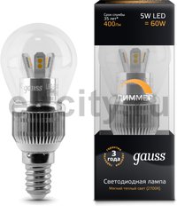Лампа Gauss LED Globe-dim Crystal Clear 5W E14 2700K диммируемая