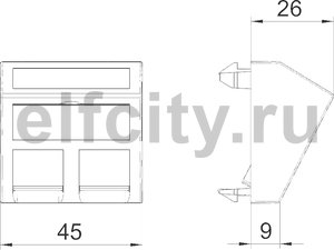 Корпус компьютерной розетки Modul45 тип EP (наклонный) 45x45 мм (белый)