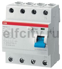 Выключатель дифференциального тока (ВДТ) 4P F204B-80/0,03