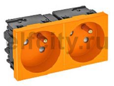 Розетка двойная 33° Modul45connect, франц. стандарт, 250 В, 16A (оранжевый)