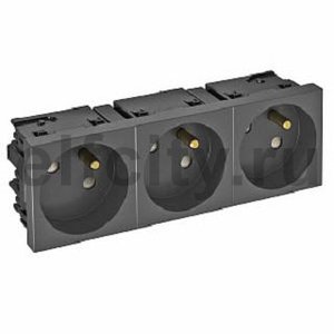Розетка тройная 33° Modul45connect, франц. стандарт, 250 В, 16A (черный)