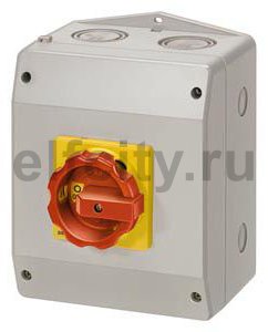 ГЛАВНЫЙ ВЫКЛЮЧАТЕЛЬ 6-ПОЛЮСНЫЙ IU=32, P/AC-23A ПРИ 400V=11,5KW 1НО+1НЗ, 1 N-KLEMME КОРПУС ИЗ ИЗОЛЯЦИОННОГО МАТЕРИАЛА ; IP65 ПОВОРОТНЫЙ КРАС./ЖЕЛ.