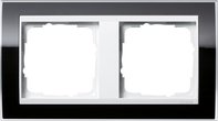 Рамка 2 поста, для горизонтального/вертикального монтажа, пластик прозрачный черный-глянц.белый