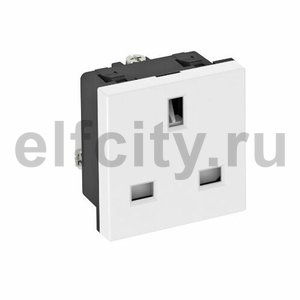 Розетка одинарная 0° брит.стандарт, 16А, 250 В (белый)
