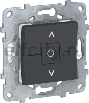 Unica New Выключатель2-клав., для жалюзи, с фиксацией, сх. 4, антрацит