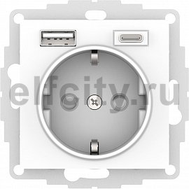 SE AtlasDesign Белый Розетка 16А с USB A+C (5В/2,4А/3 А, 2х5В/1,5А), мех
