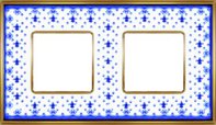 Рамка 2 поста, для горизонтального/ вертикального монтажа, голубая лилия/блестящее золото