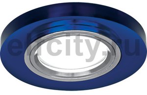 Точечный светильник Mirror Round, кристалл/синий/хром