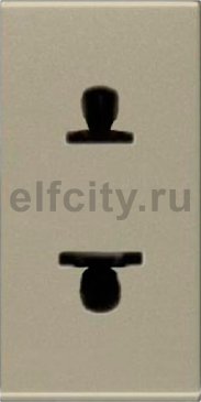 Розетка стандартная смешанная в сборе без заземления, 16А / 250В, серия Zenit, цвет шампань