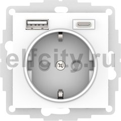 ATLASDESIGN РОЗЕТКА 16А с 2 USB A+C, 5В/2,4А/3,0А, 2х5В/1,5А, механизм, ЛОТОС