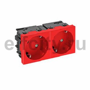 Розетка двойная 33° Modul45connect, 250 В, 16A (красный)