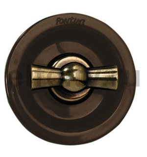 Выключатель поворотный одноклавишный перекресный (вкл/выкл с 3-х мест) 10 А / 250 В, для внутреннего монтажа, бронза / коричневый