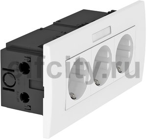 Укомплектованный розеточный блок AR45 (марк.,3xModul45,84x185x59 мм,белый)