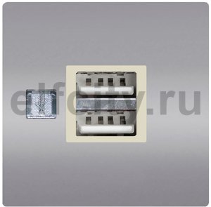 FD-212USBCB-A Зарядное устройство с двумя USB портами, хром/бежевый