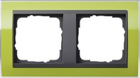Рамка 2 поста, для горизонтального/вертикального монтажа, пластик прозрачный зеленый-антрацит