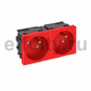Розетка двойная 33° Modul45connect, франц. стандарт, 250 В, 16A (красный)