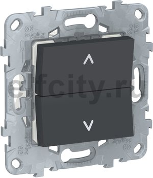 Unica New Выключатель2-клав., для жалюзи, без фиксации, 2 х сх 4, антрацит