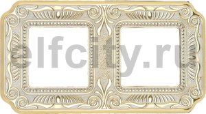 FD01362OP Рамка на 2 поста, гор/верт, цвет gold white patina