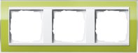 Рамка 3 поста, для горизонтального/вертикального монтажа, пластик прозрачный зеленый-глянц.белый