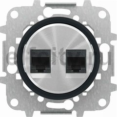 Розетка компьютерная двойная RJ45 UTP, 5-й кат, черное стекло