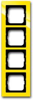 Рамка 4 поста, для горизонтального/вертикального монтажа, пластик желтый глянцевый