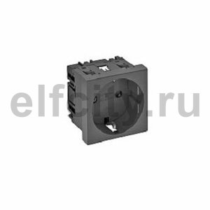 Розетка одинарная 0° с з/к, 250 В, 16A (черный)