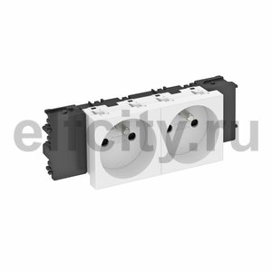 Розетка двойная 0° Modul45connect франц. стандарт, 250 В, 16A (белый)