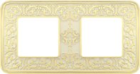 FD01372OP Рамка на 2 поста, гор/верт, цвет gold white patina