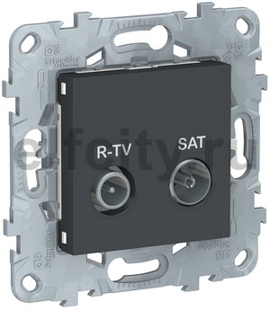 Unica New Розетка R-TV/SAT, проходная, антрацит