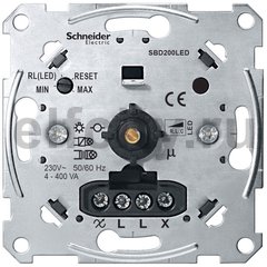 Механизм универсального поворотно-нажимного димера (светорегулятора)  4-400 Вт (RLC), с поддержкой диммируемых LED-ламп