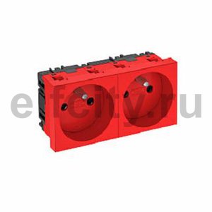 Розетка двойная 0° франц. стандарт 250 В, 16A (красный)