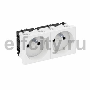 Розетка двойная 0° франц. стандарт 250 В, 16A (белый)