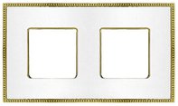 FD01432WHOB Рамка на 2 поста гор/верт., цвет white + bright gold