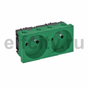 Розетка двойная 0° франц. стандарт 250 В, 16A (зеленый)