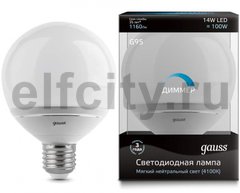 Лампа Gauss LED G95-dim 14W E27 4100K диммируемая 1/10/40